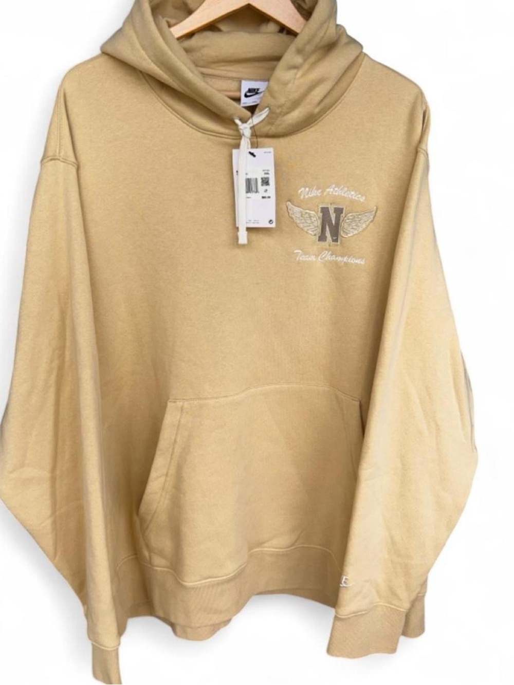 Nike Men's Cream Pullover Hoodie - Team Champion Logo